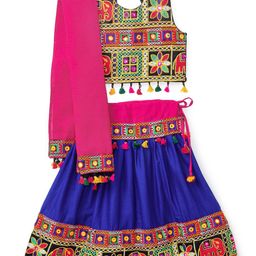 BANJARA INDIA Girls Embroidered Ready to Wear Cotton Lehenga & Blouse With Dupatta-image-85