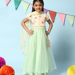 Biba Girls Embroidered Ready to Wear Lehenga & Blouse With Dupatta-picture-40