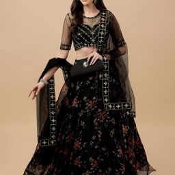 BAESD Embroidered Sequinned Semi-Stitched Lehenga & Unstitched Blouse With Dupatta-54