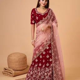 Trendmalls Embroidered Sequinned Semi-Stitched Lehenga & Unstitched Blouse With Dupatta-picture-17