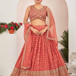 CHANSI Embroidered Ready To Wear Lehenga & Blouse With Dupatta-image-89