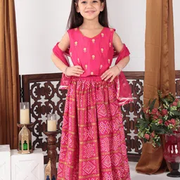 Kinder Kids Girls Embroidered Thread Work Ready to Wear Lehenga & Blouse With Dupatta-13