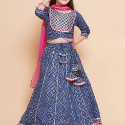 Bitiya by Bhama Girls Printed Ready to Wear Lehenga & Blouse With Dupatta-picture-16