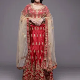 MANVAA Embellished Beads and Stones Semi-Stitched Lehenga & Unstitched Blouse With-picture-34