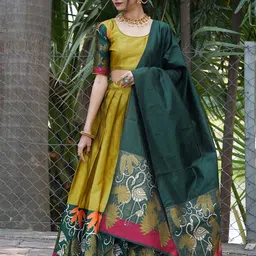 Fabcartz Semi Stitched Lehenga & Unstitched Blouse With Dupatta-picture-20