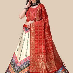 Kaizen TEXO FAB Embroidered Semi-Stitched Lehenga & Unstitched Blouse With Dupatta-8