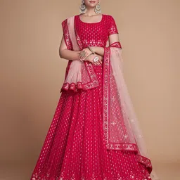 Fusionic Embroidered Sequinned Semi-Stitched Lehenga Choli With Dupatta-image-15