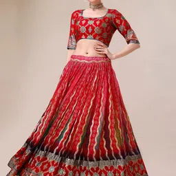 SAPTRANGI Ethnic Motifs Printed Square Neck Ready to Wear Lehenga & Blouse With Dupatta-picture-33