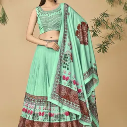 Fusionic Embellished Mirror Work Ready to Wear Lehenga & Blouse With Dupatta-picture-54