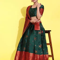 Fabcartz Woven Design Semi-Stitched Lehenga & Unstitched Blouse With Dupatta-picture-25