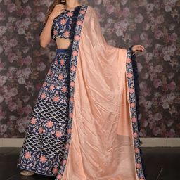 ODETTE Embroidered Semi-Stitched Lehenga & Ready to Wear Blouse With Dupatta-picture-4