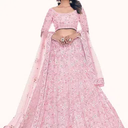 Fusionic Embroidered Thread Work Semi-Stitched Lehenga & Unstitched Blouse With Dupatta-picture-51