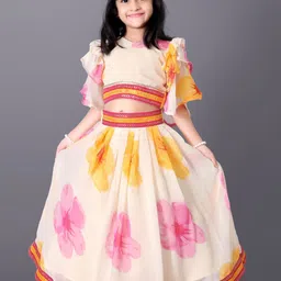 BAESD Girls Printed Flared Sleeves Silk & Georgette Ready to Wear Lehenga With Blouse-image-88