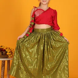 Jilmil Girls One Shoulder Ready to Wear Lehenga & Blouse-picture-42