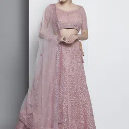 Fusionic Embroidered Semi-Stitched Lehenga & Unstitched Blouse With Dupatta-image-7