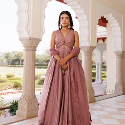 Ragavi Sequinned Foil Print Ready to Wear Lehenga & Blouse With Dupatta-picture-28