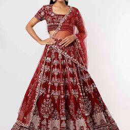 Mehak Murpana Embellished Velvet Ready to Wear Lehenga & Blouse With Dupatta-27