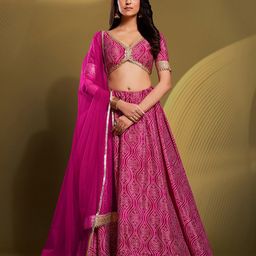 Fusionic Printed Semi-Stitched Lehenga & Unstitched Blouse With Dupatta-picture-12
