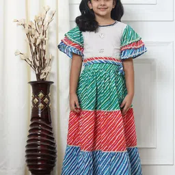 Readiprint Fashions Girls Leheriya Printed Cotton Ready to Wear Lehenga & Blouse-picture-15