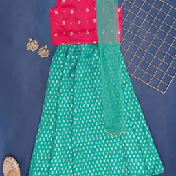 YU by Pantaloons Girls Printed Ready to Wear Lehenga & Blouse With Dupatta-picture-18