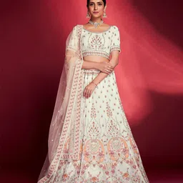 Fusionic Embroidered Stone Work Semi-Stitched Lehenga Choli With Dupatta-image-28