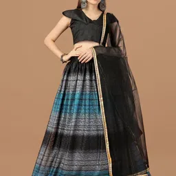 Amrutam Fab Printed Semi-Stitched Lehenga & Unstitched Blouse With Dupatta-picture-4