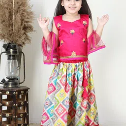 Kinder Kids Girls Embroidered Ready to Wear Lehenga Choli With Dupatta-picture-5