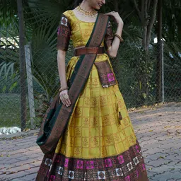 Fabcartz Woven Design Semi-Stitched Lehenga & Unstitched Blouse With Dupatta-picture-16