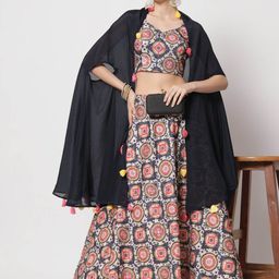 SHUBHKALA Printed Semi-Stitched Lehenga & Unstitched Blouse With Dupatta-picture-9