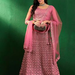 Sangria Sequen Embroidered Semi-Stitched Lehenga Choli-34