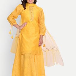 Modish Couture Girls Gotta Patti Puffed Sleeves Kurta With Skirt & Dupatta-image-92