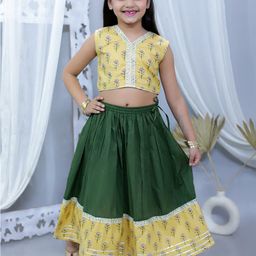 JUNITOS Girls Printed Ready to Wear Pure Cotton Lehenga & Choli-picture-29