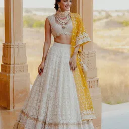 Trendmalls Embroidered Semi-Stitched Lehenga & Unstitched Blouse With Dupatta-picture-36