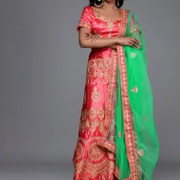 MANVAA Embroidered Semi-Stitched Lehenga & Unstitched Blouse With Dupatta-picture-26