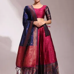 Fabcartz Woven Design Semi-Stitched Lehenga & Unstitched Blouse With Dupatta-picture-30