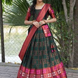 Fabcartz Woven Design Semi-Stitched Lehenga & Unstitched Blouse With Dupatta-picture-54