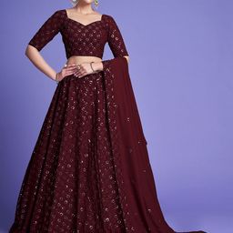 Fashionuma Embroidered Sequinned Ready to Wear Lehenga & Semi-Stitched Blouse With Dupatta-44