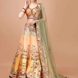 SAPTRANGI Printed Ready to Wear Lehenga & Blouse With Dupatta-picture-18