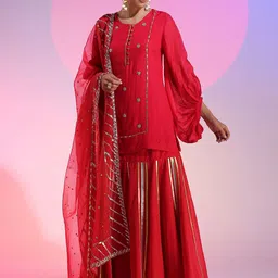 KUDI PATAKA Embellished Sequinned Ready to Wear Lehenga & Blouse With Dupatta-image-56