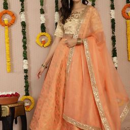 AKS Couture Ethnic Motifs Woven Design Lehenga Choli & Dupatta-image-34