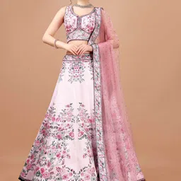 SAPTRANGI Printed Ready to Wear Lehenga & Blouse With Dupatta-picture-15