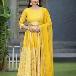 Juniper Women Mustard Lehenga Choli-41