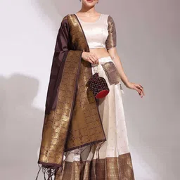 Fabcartz Woven Design Semi-Stitched Lehenga & Unstitched Blouse With Dupatta-picture-36