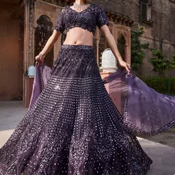 Mehak Murpana Embellished Sequinned Organza Ready to Wear Lehenga & Blouse With Dupatta-47