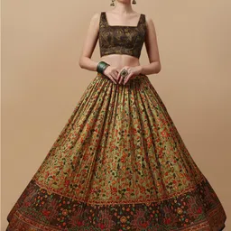 SAPTRANGI Printed Kalamkari Ready to Wear Lehenga & Blouse With Dupatta-picture-37