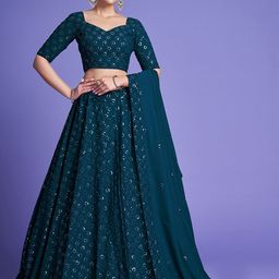 Fashionuma Embroidered Sequinned Ready to Wear Lehenga & Semi-Stitched Blouse With Dupatta-25
