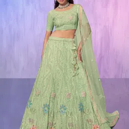 ODETTE Embellished Sequinned Semi-Stitched Lehenga & Blouse With Dupatta-picture-11