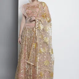 Fusionic Sequins Embellished Semi-Stitched Lehenga & Unstitched Blouse With Dupatta-2