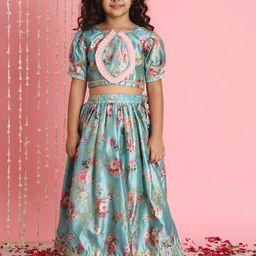 Readiprint Fashions Girls Floral Printed Gotta Patti Ready to Wear Lehenga & Blouse-image-22