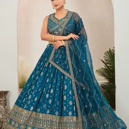 CHANSI Embroidered Thread Work Ready to Wear Lehenga & Blouse With Dupatta-picture-41